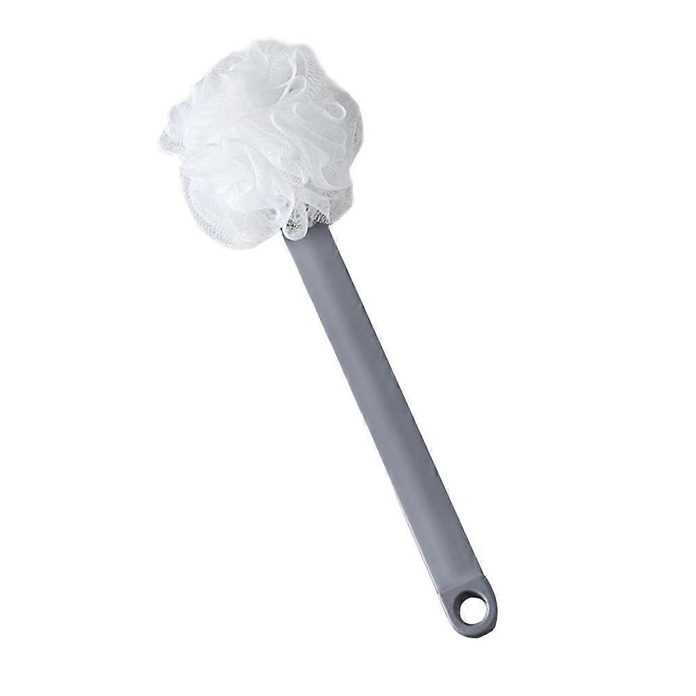 Long Handle Shower Brush for Bath with Plastic and Sponge Silver 1pc