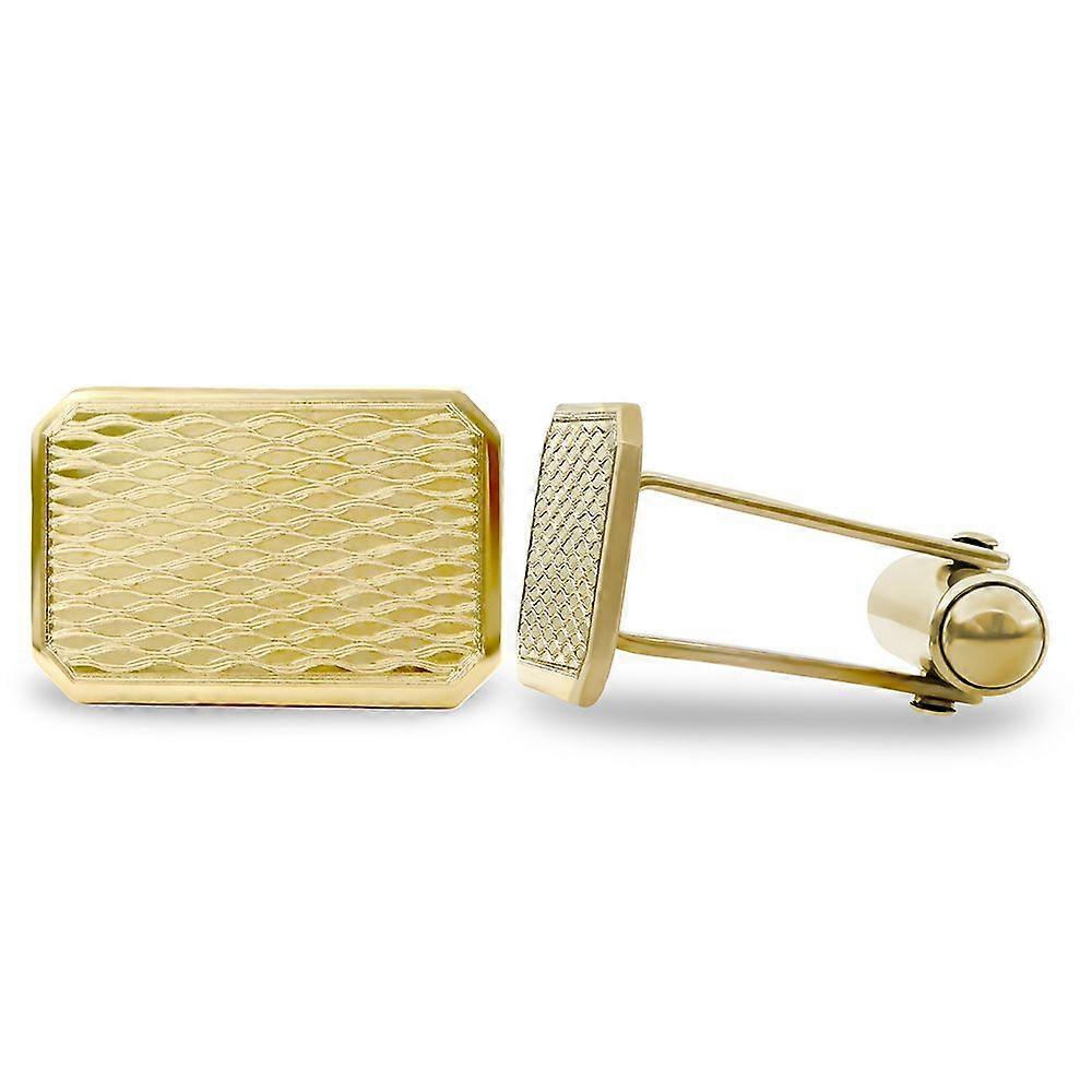 Jewelco London Men's Solid 9ct Yellow Gold Rectangular Ogee Pattern Swivel Back Cufflinks