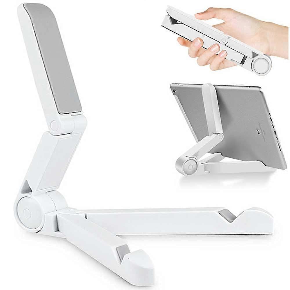 Adjustable Tablet Stand for iPad and Samsung, Foldable MultiAngle Holder for Home Office Travel (White)