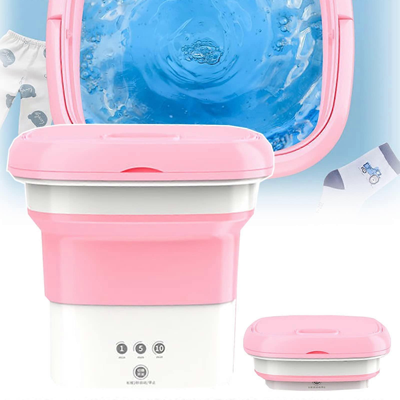 Portable Mini Washing Machine with Foldable Design, Fast Ultrasonic Cleaning for Small Clothes, Red