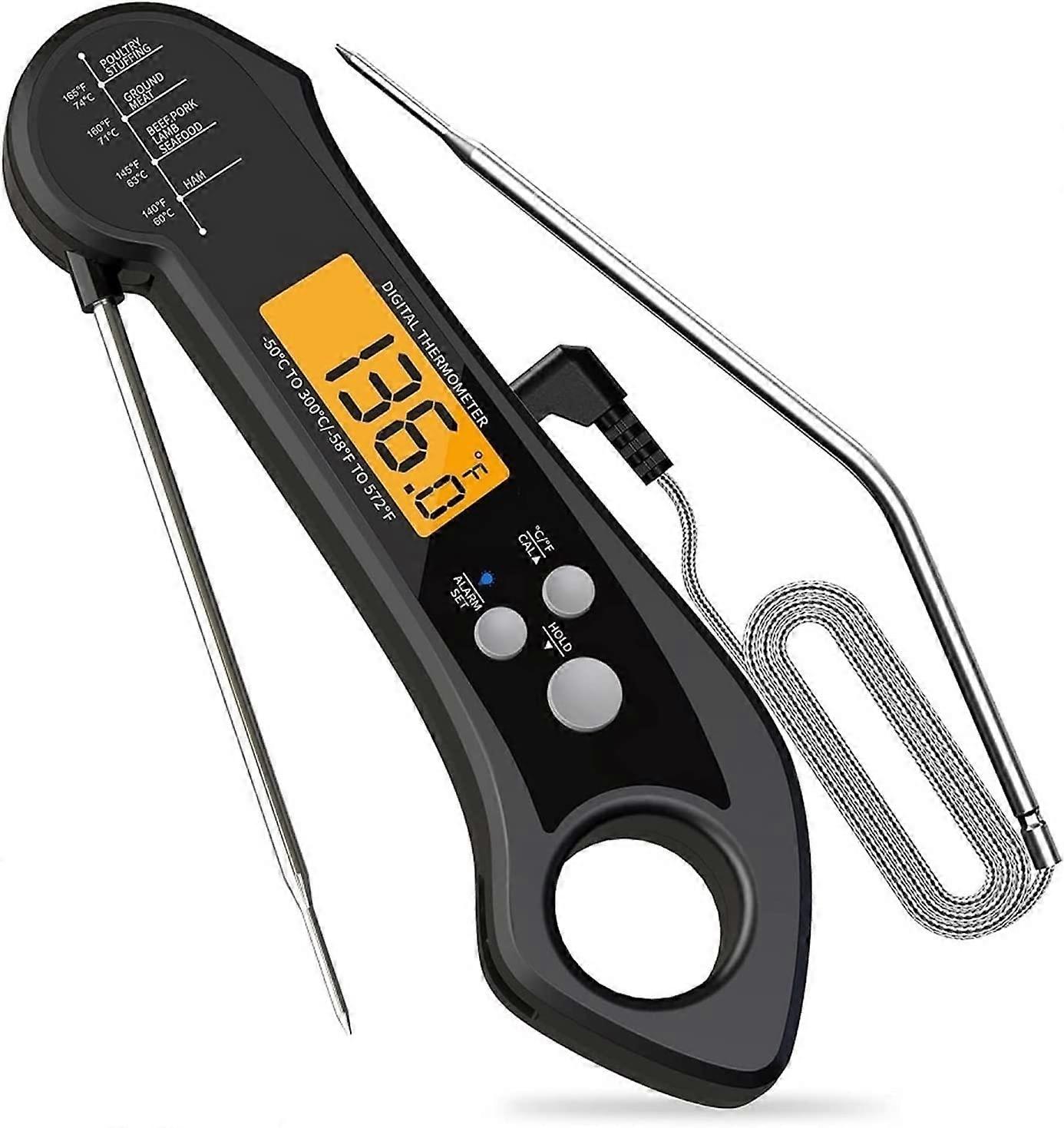 Digital Kitchen Thermometer with Stainless Steel Probe, Instant Read Meat Thermometer for Cooking