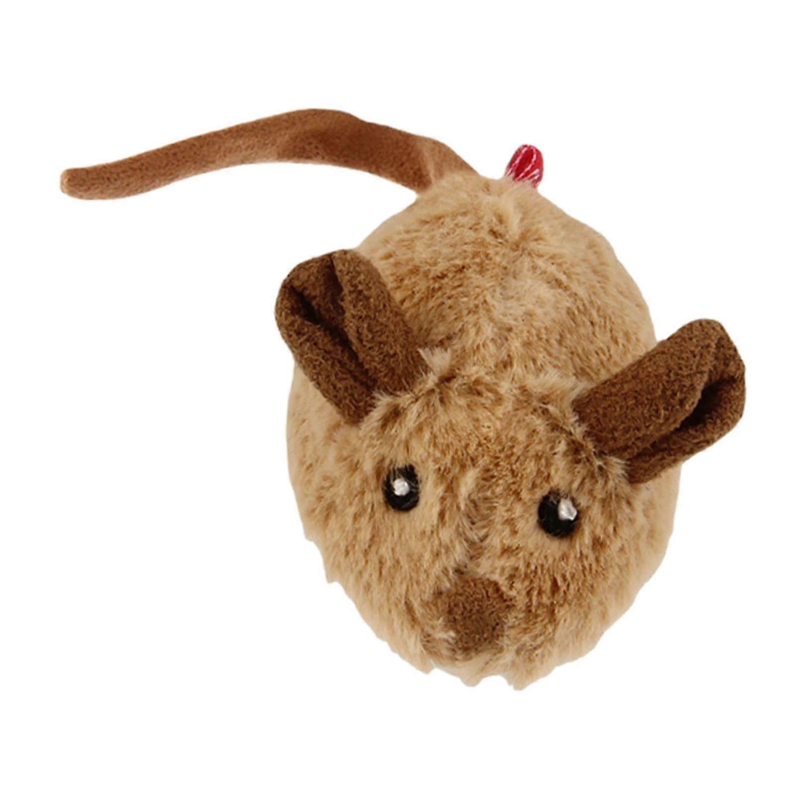 Interactive Cat Toy with Touch Activated Movement and Squeaky Mouse Sound, Brown