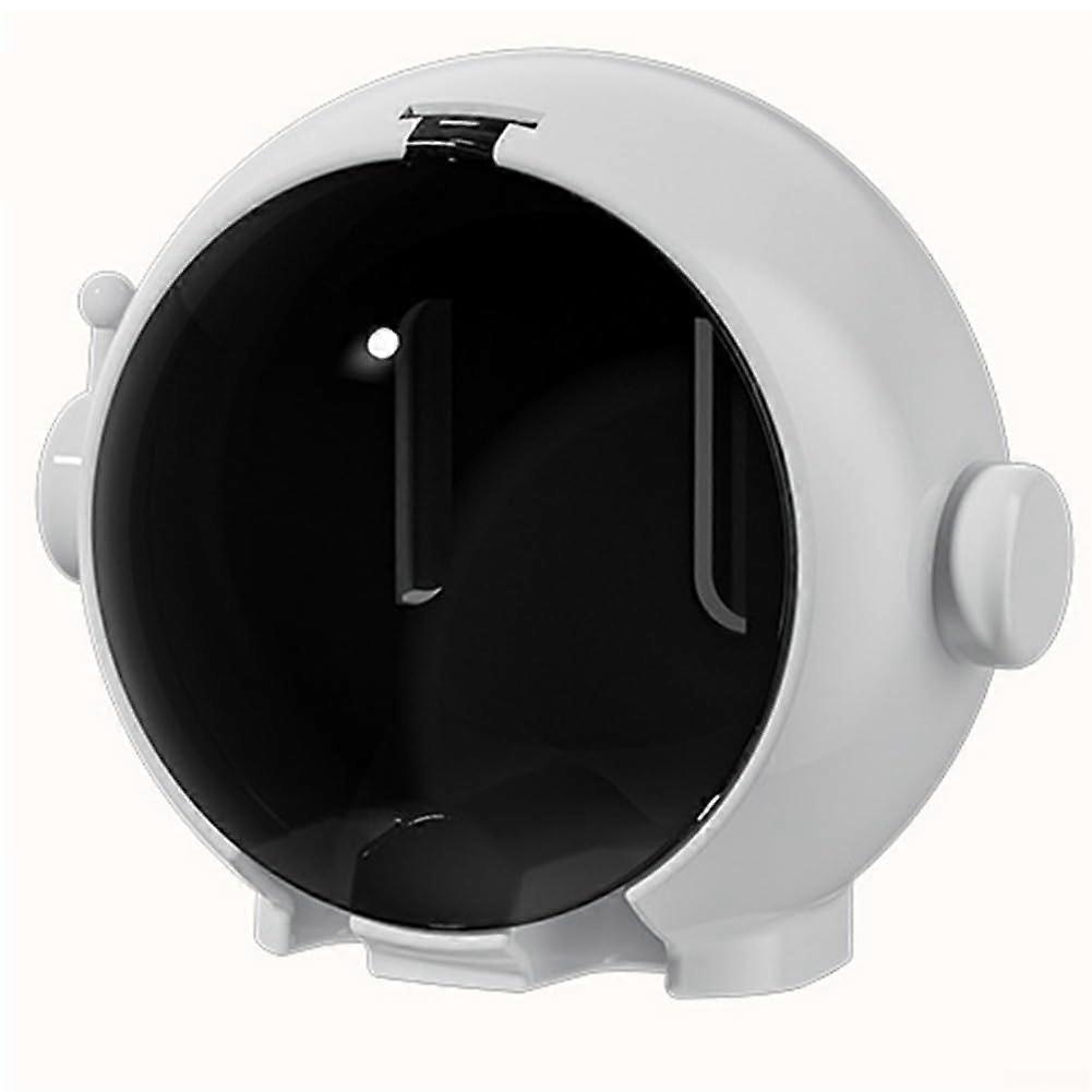 Wall Mounted Toothbrush Holder with Hygienic Closed Storage for 2, Space Saving Astronaut Shape White