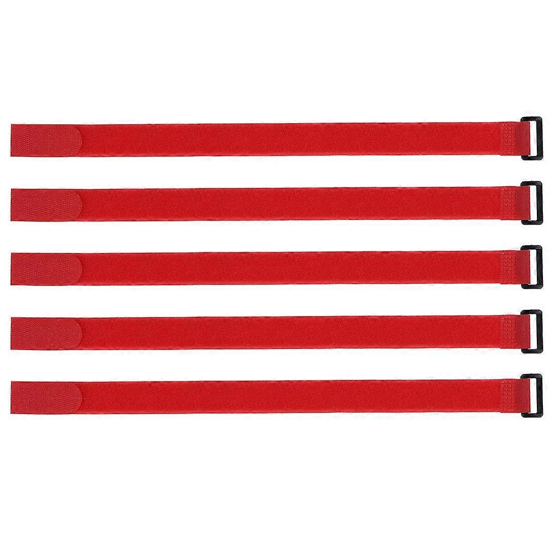 5pcs 1x18in Hook and Loop Straps Reusable Adjustable Cable Ties for Wire Management Red