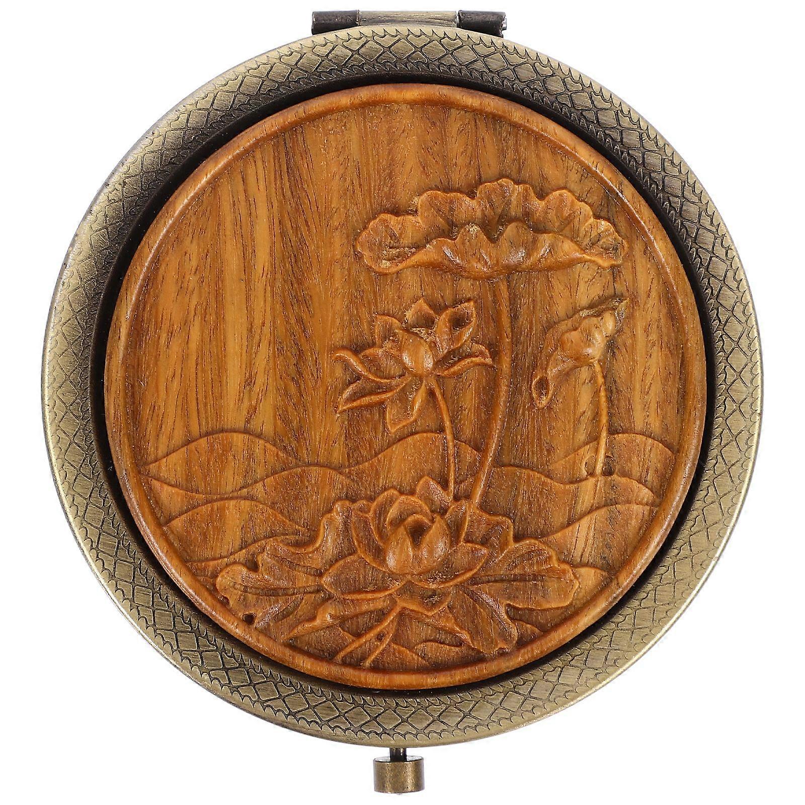 1pc Portable Makeup Mirror Chinese Ancient Style Double-sided Small Round Mirror