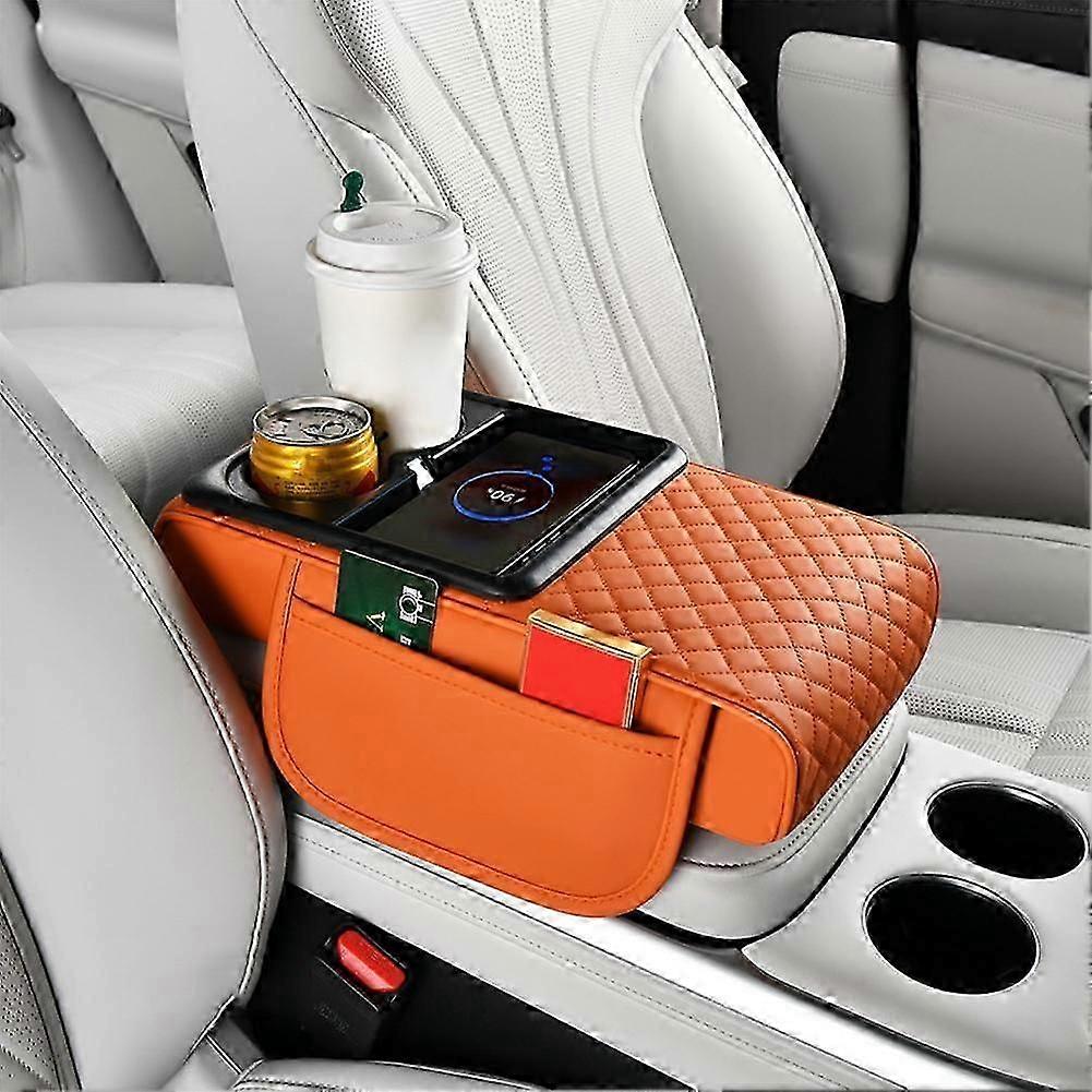 Wireless Charging Armrest Box Storage Box Cup Holder Tissue Box Heighten Pad