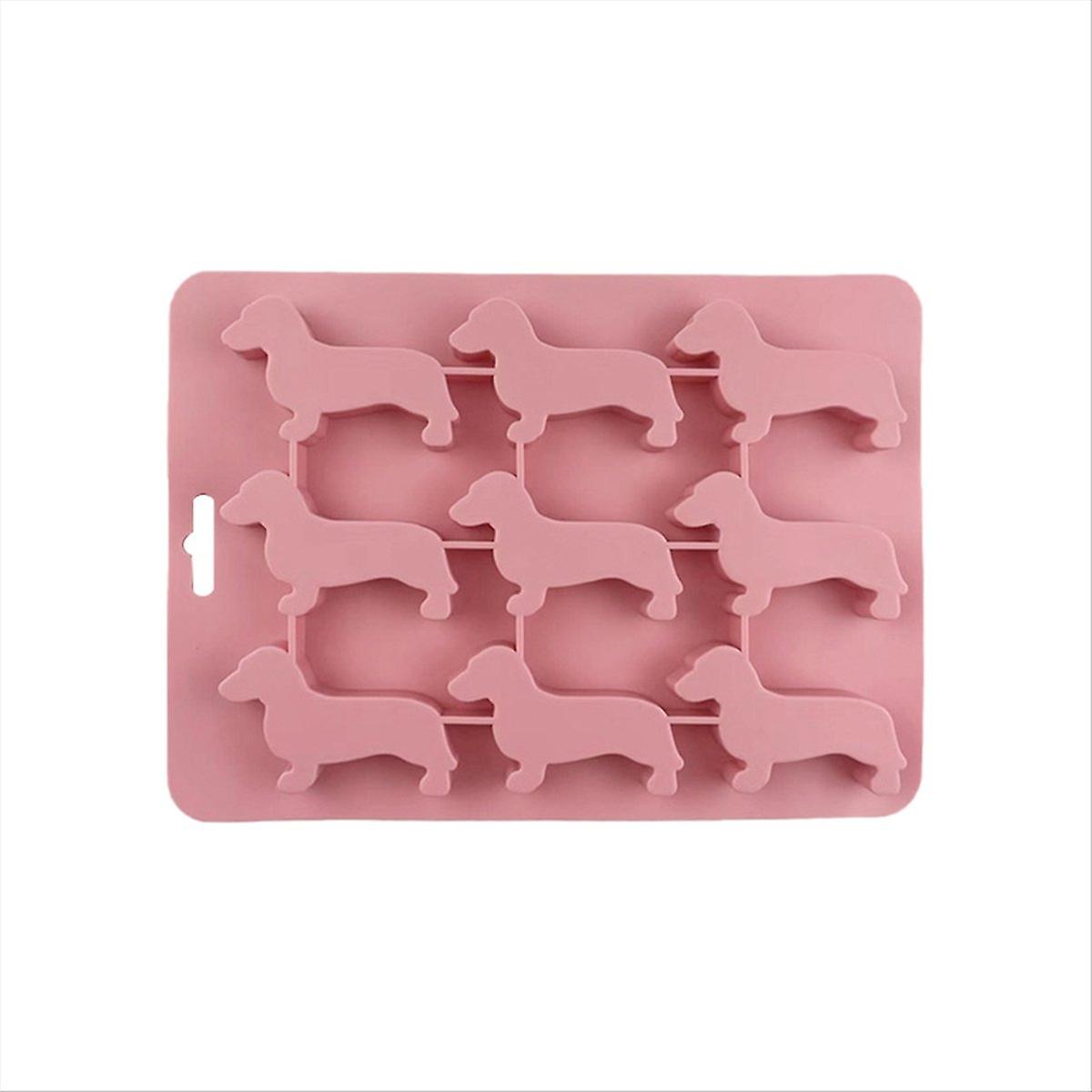 Silicone Dachshund Puppy Shaped Ice-Cube Chocolate Cookie Mold,Pink