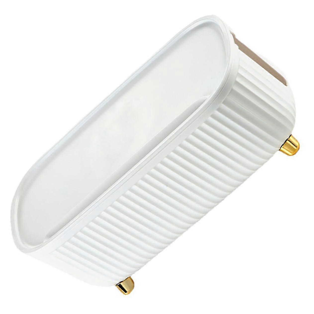 Cable Management Box for Power Strips and Cords, Cord Organizer with Easy Access, White