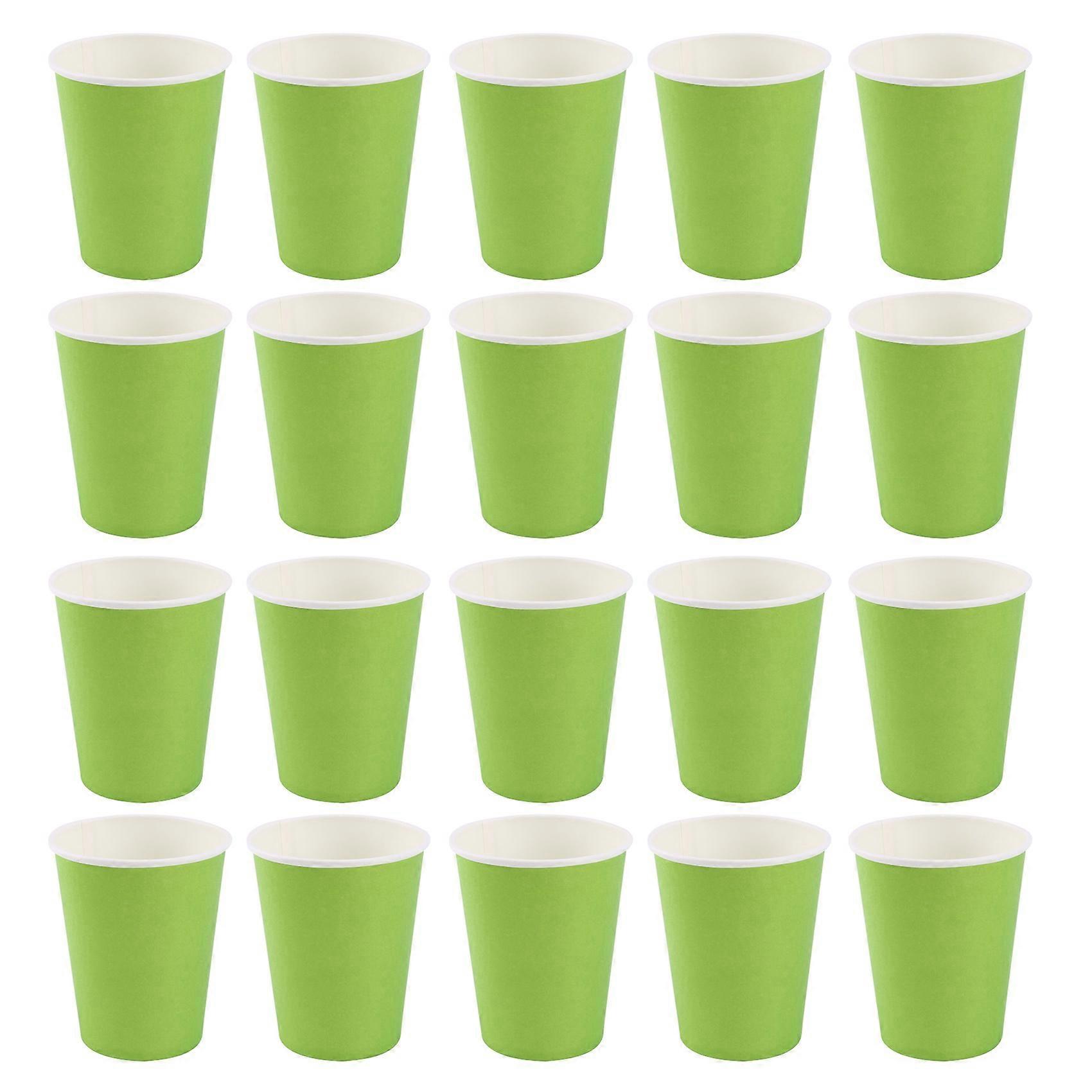20 Paper Cups (9oz) - Plain Solid Colours Birthday Catering(green)