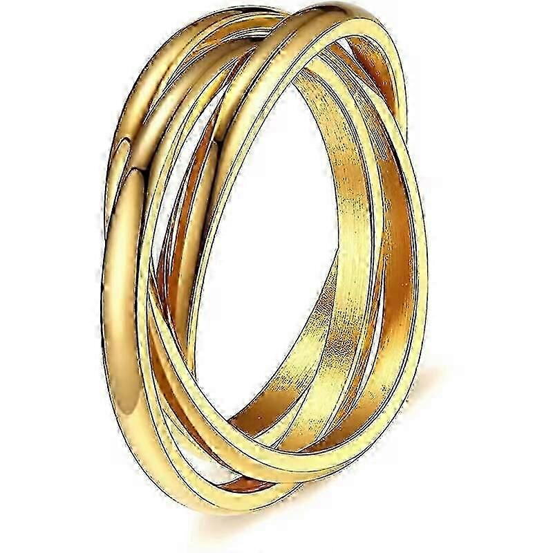 Sterling Silver Ring Triple Row Rolling Interlocking Silver Rings High Polish Rings