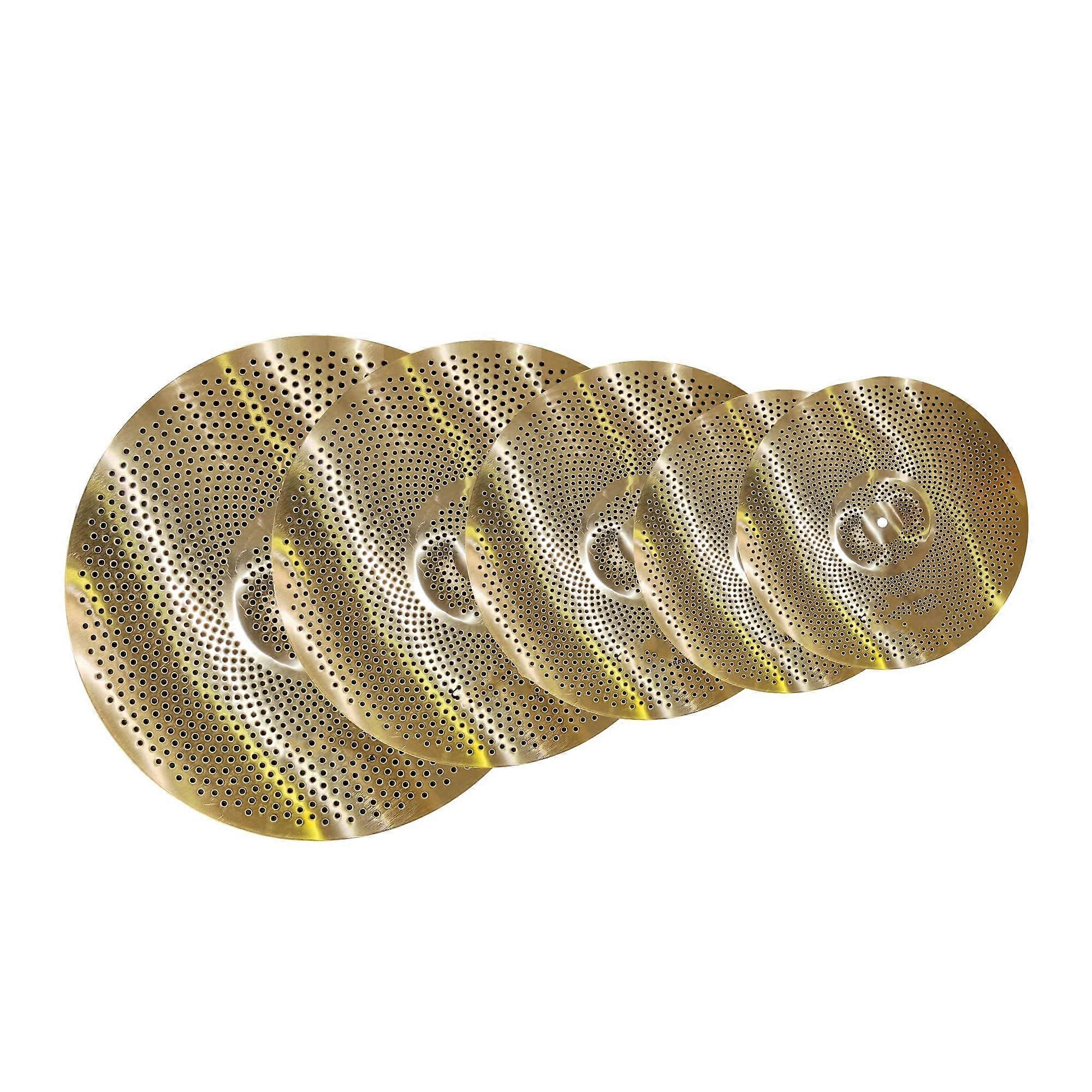 Low Volume Cymbals Set 5 Piece Gold Matte PracticeFriendly for Drum Kit Beginners