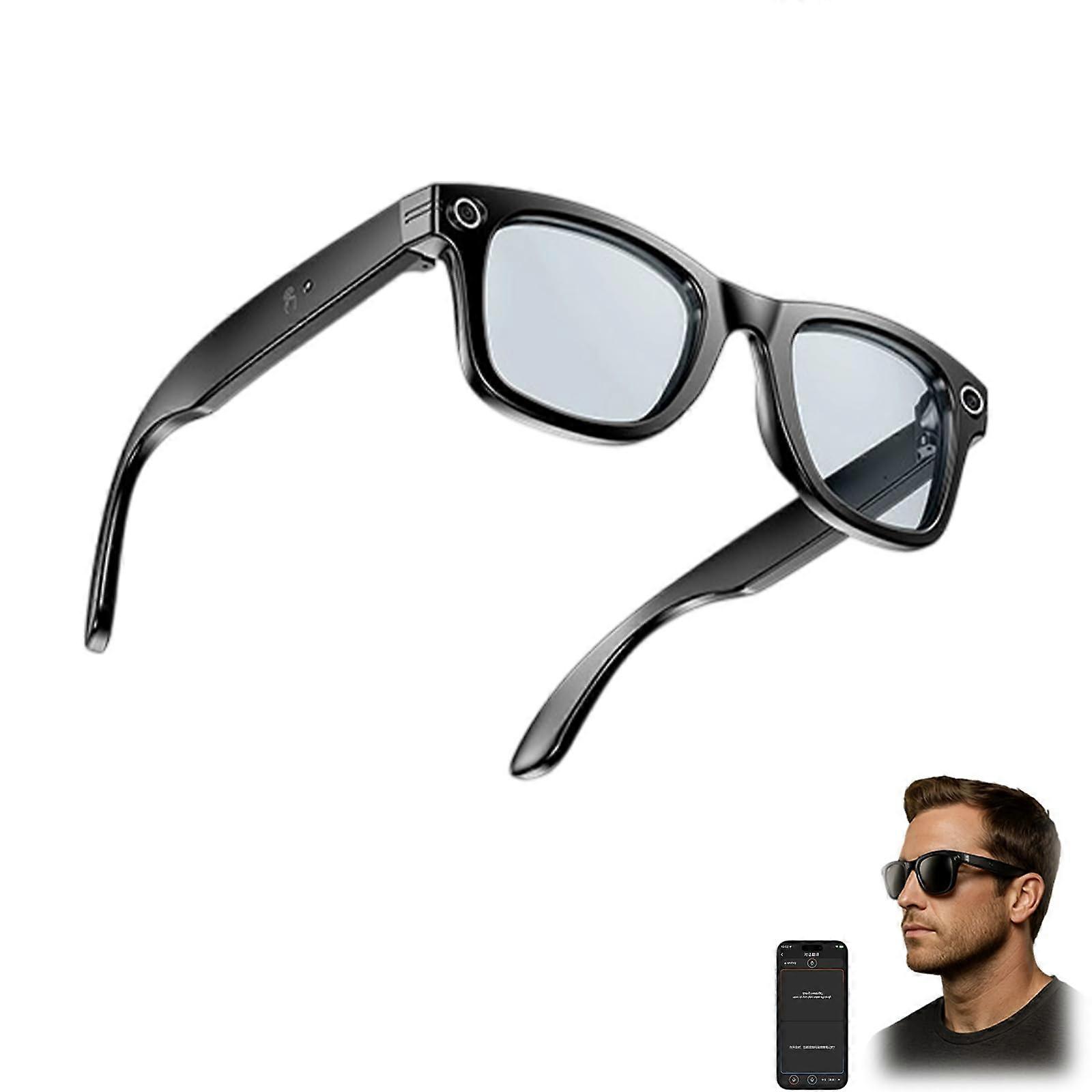Smart Glasses with 8MP AI Camera, Bluetooth Audio, Voice Control, Translation, Blue Light Lens
