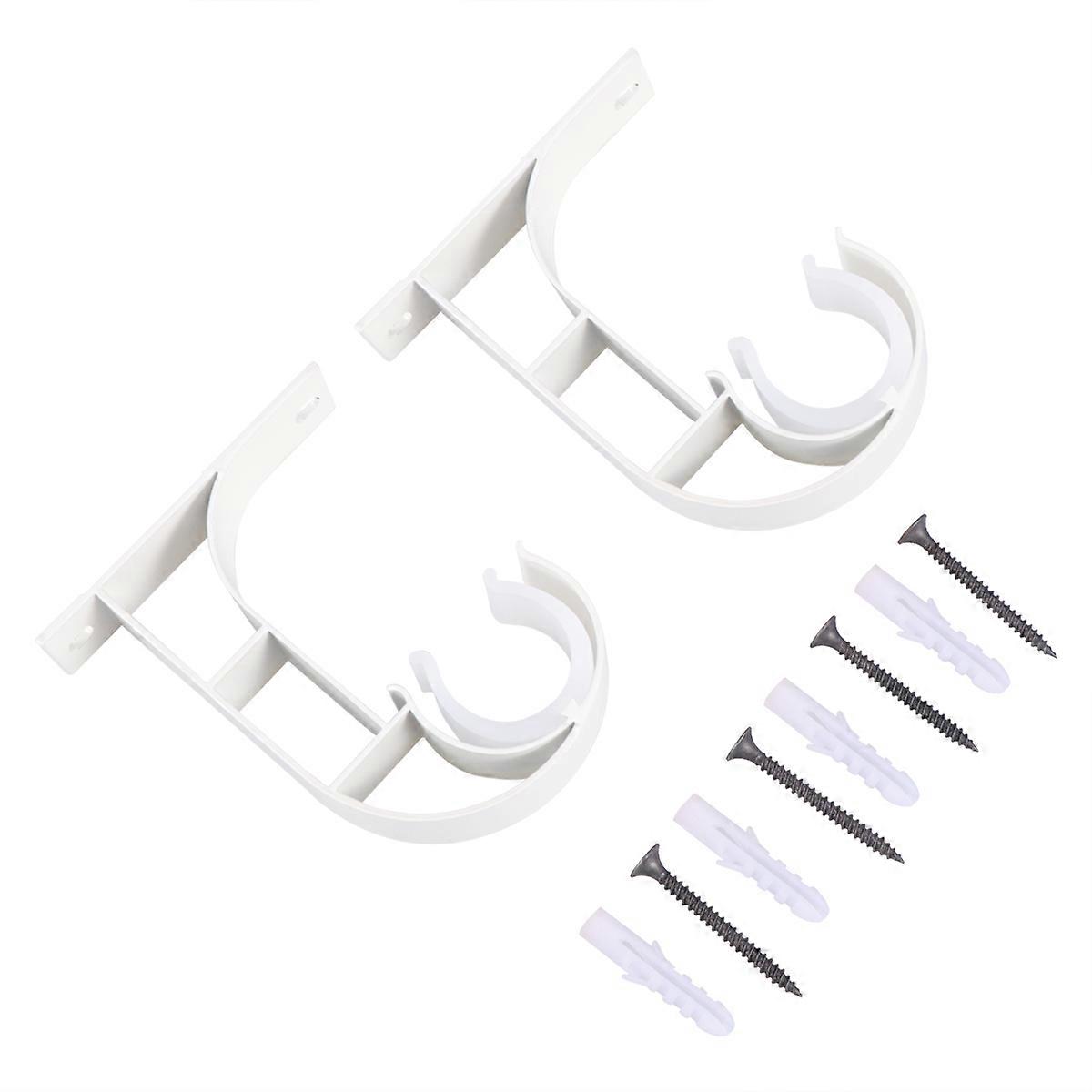 Curtain Rod Brackets Aluminium Alloy for Ceiling Mount 2Pcs White