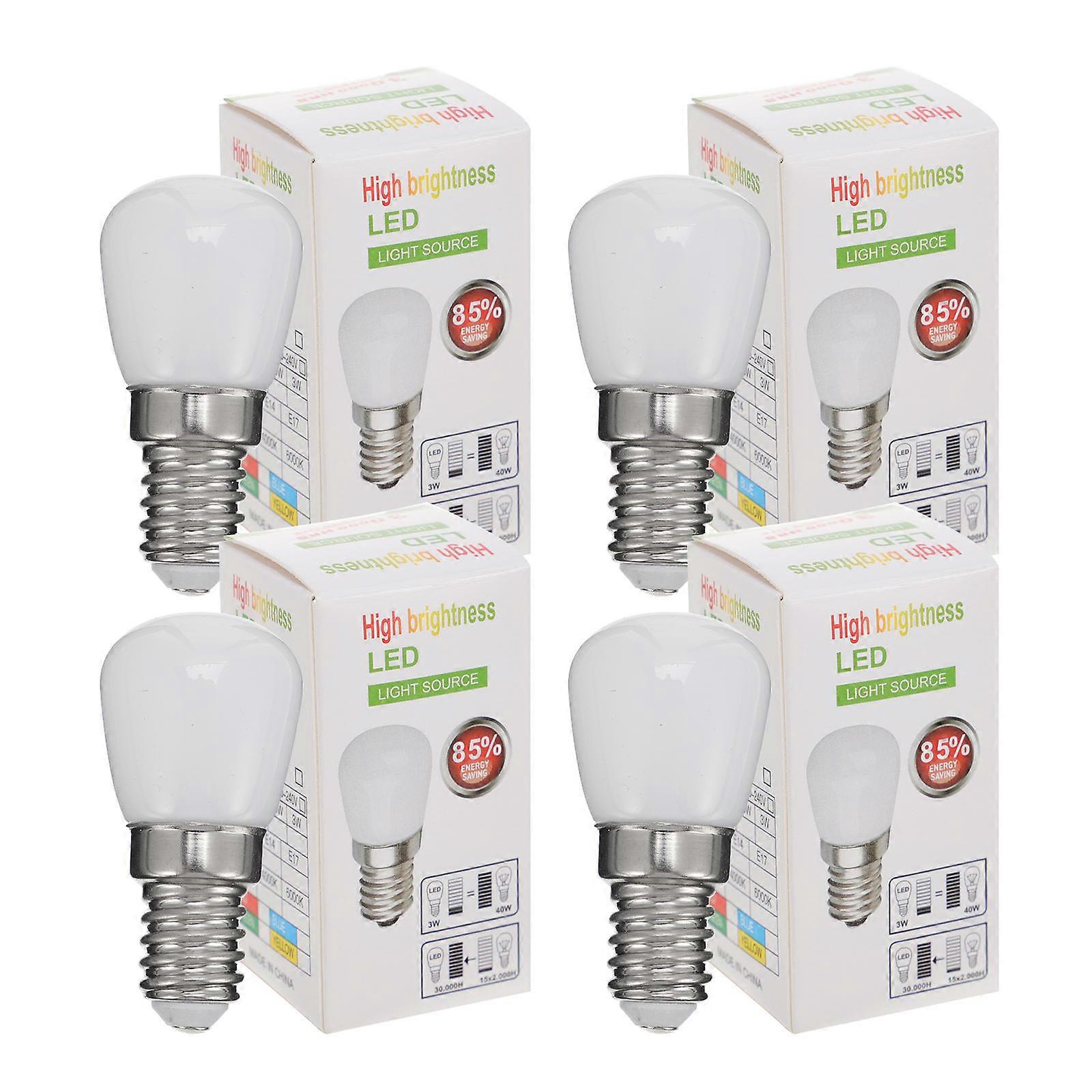 LED Refrigerator Bulb E14 Light Bulb for Lighting 4Pcs White Ceramic