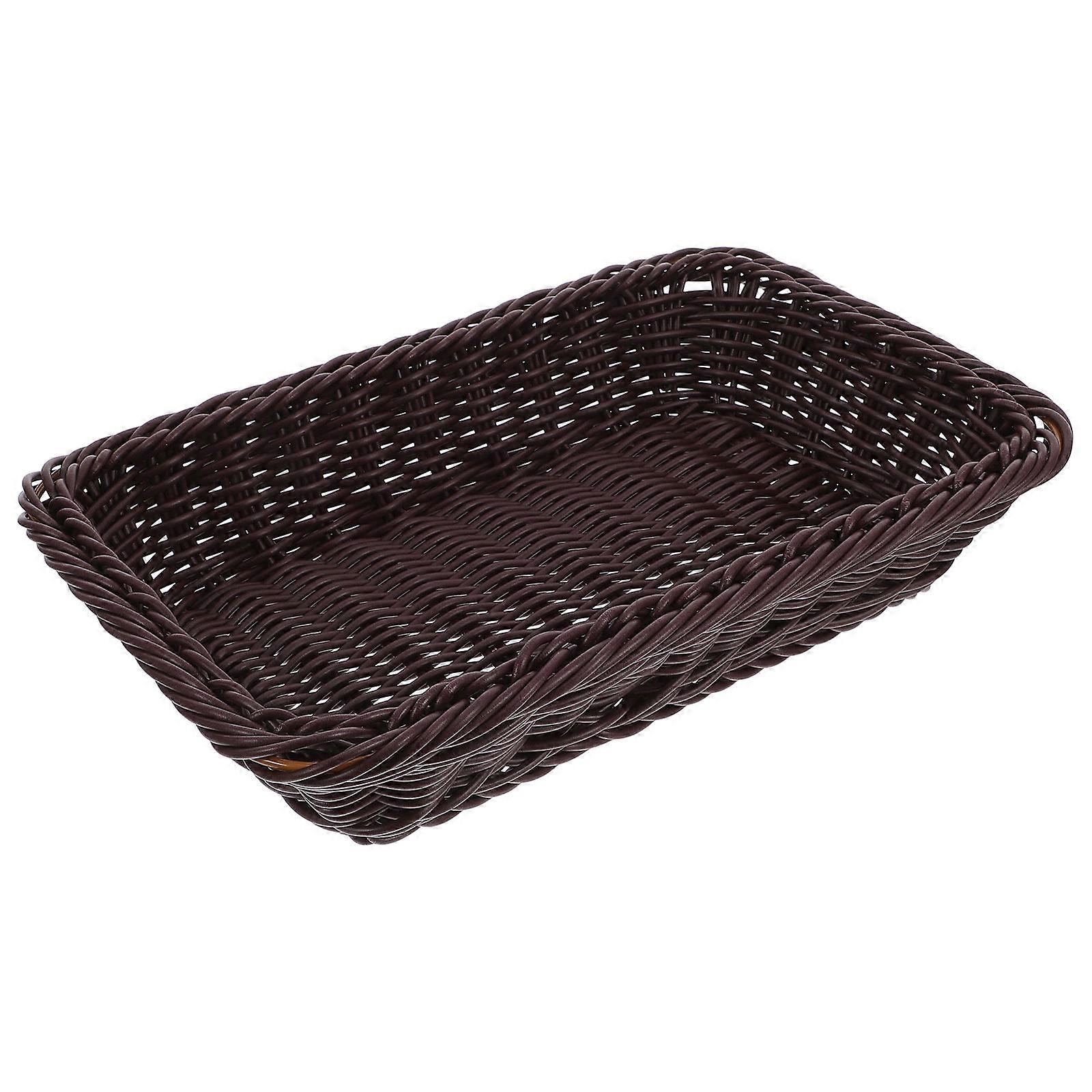 Black Woven Bread Basket for Storage Small Serving Basket Durable PVC