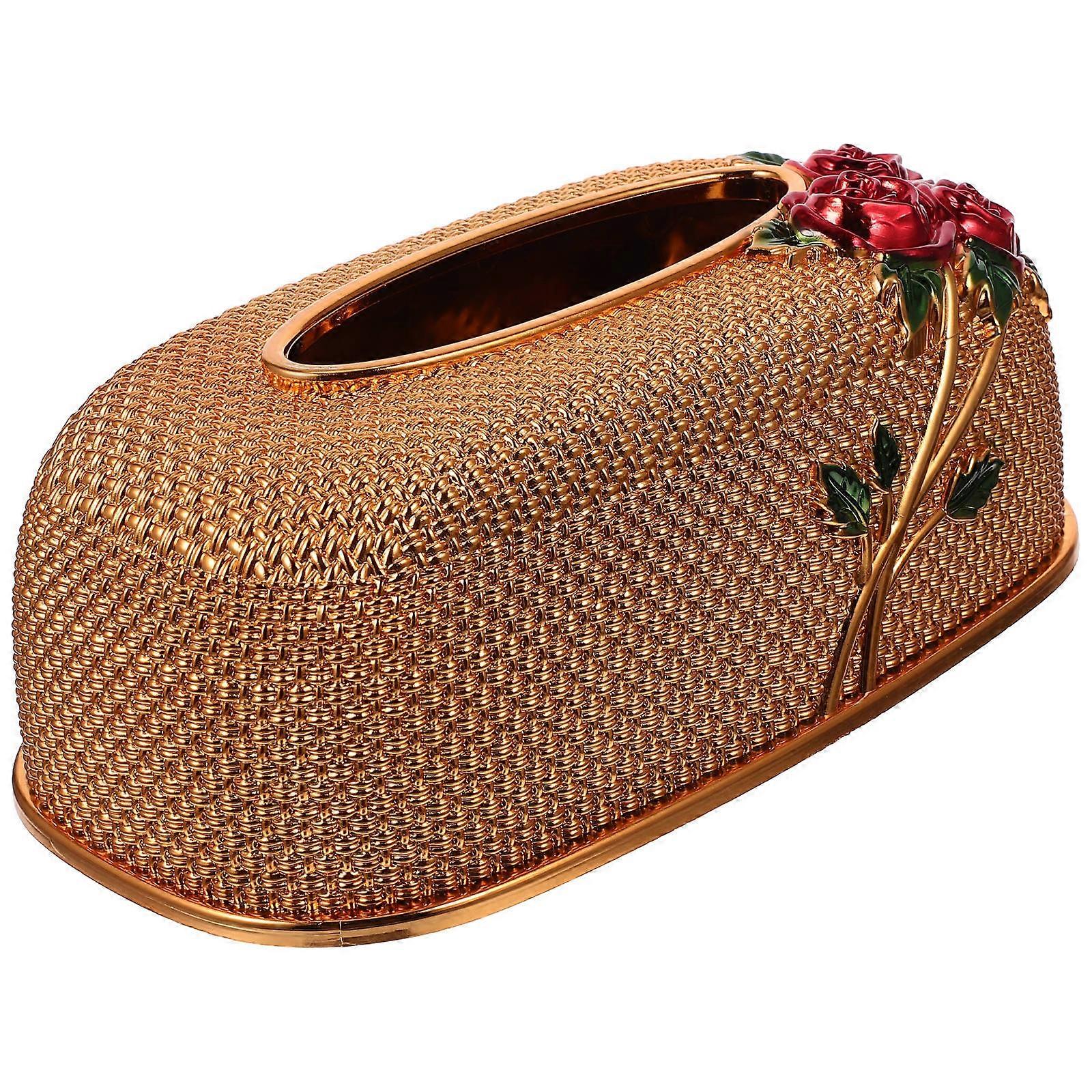 Golden Rose Pattern Tissue Storage Cases for Storage 4Pcs Household Napkin Boxes