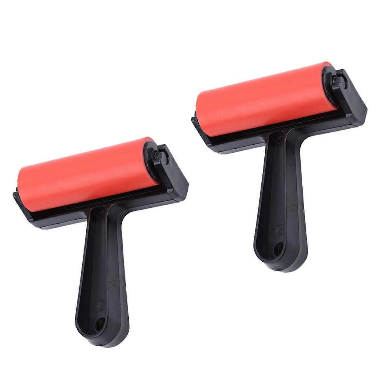 2pcs Plastic Brayer Roller for Crafts and Printmaking with Ergonomic Removable Handle