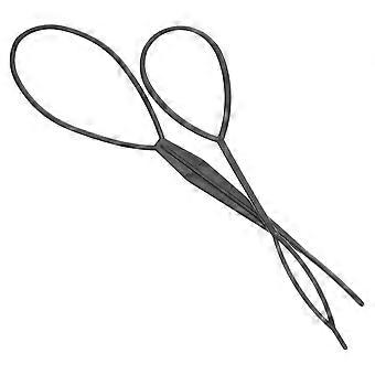 2 Pcs Plastic Crochet Braids Pull Hair Needle Ponytail Pigtails Updo Styling Maker Hairstyle Tool Hairdressing Accessories (Black)