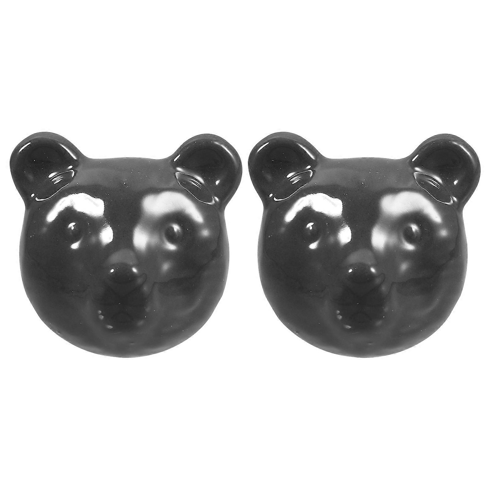 Black Ceramic Cartoon Knobs Handle for Drawer 2Pcs Animal Design Pull