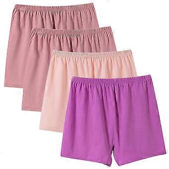 Plus Size 4PC Women's Underwear Set - Comfortable Cotton Boxer Panties Sleep Shorts with Elastic Waist, for Elderly Women