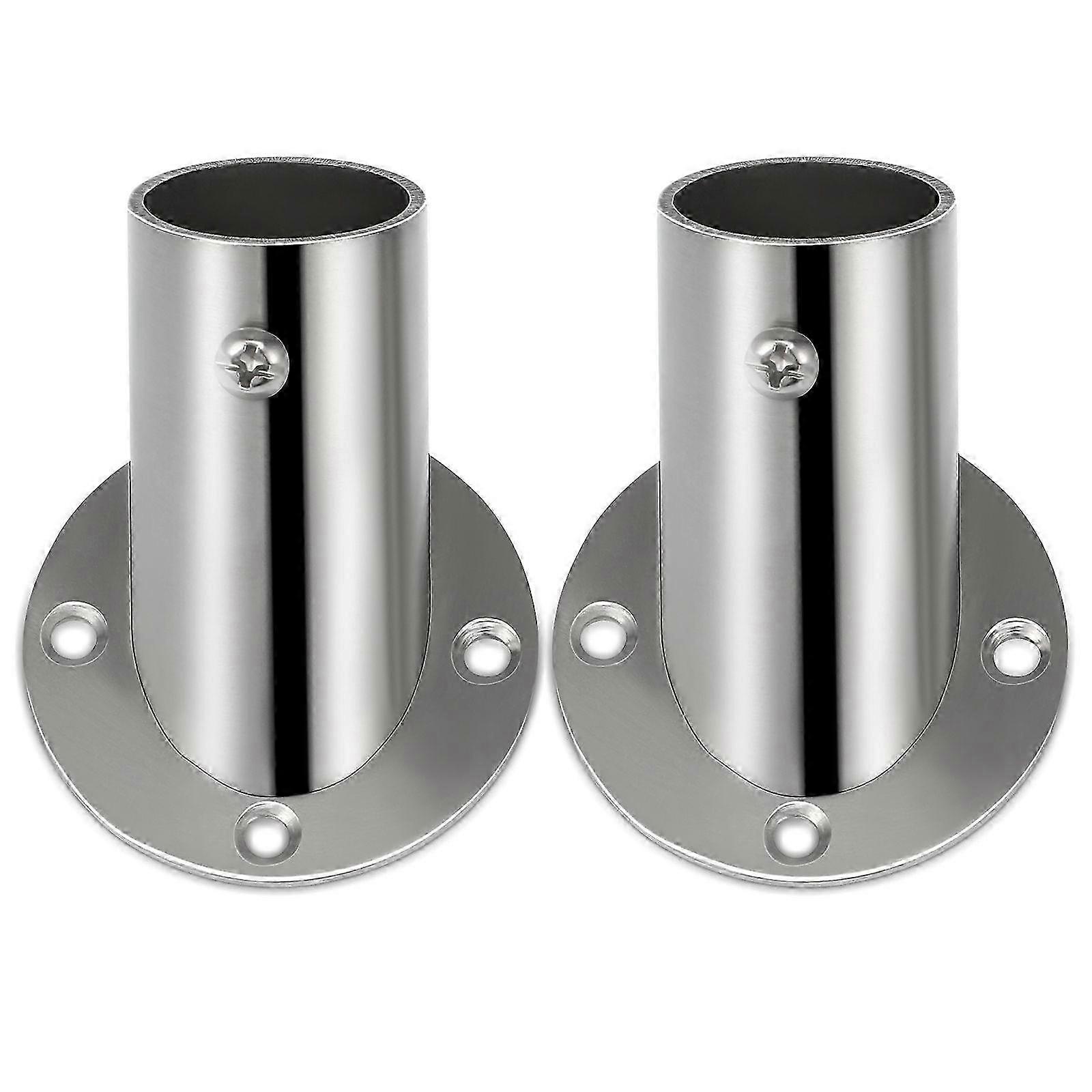 2Pcs Stable Socket Bracket Support Holder Stainless Closet Rod Flanges