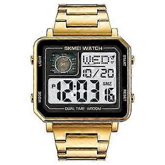 Relógio eletrônico masculino com números grandes, resistente à água 3ATM, relógio digital masculino de aço inoxidável, relógio quadrado esportivo para atividades ao ar livre para homens