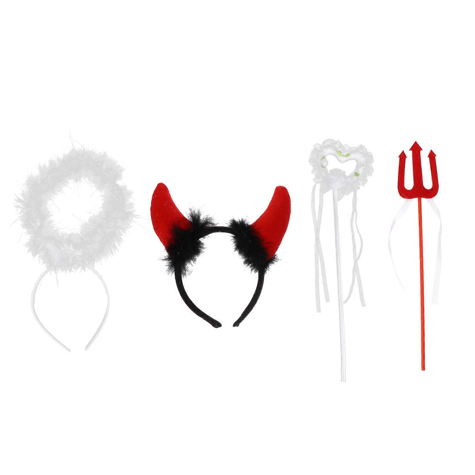 2Sets Angel Devil Performing Props Angel Devil Decorative Wand Coiffe Set