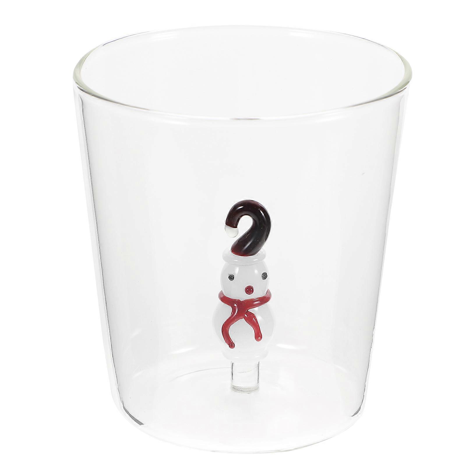3D Drinking Cup White Glass Built-in Snowman Function 300Ml Set