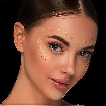 Tatuaggio Adesivo Viso Metallico Lucido Temporaneo Trasferimento Acqua Tatuaggio per Professionale Make Up Ballerino Costume Feste, Mostra Argento Glitter