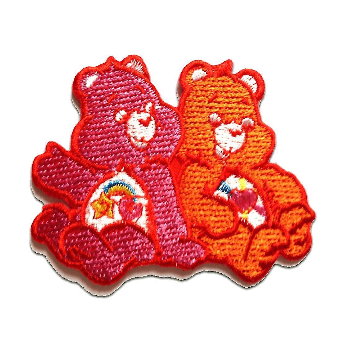 Patch / iron-on patch - Lucky Bear Bear Animal - pink/orange - 8.2 x 6.7 cm patch