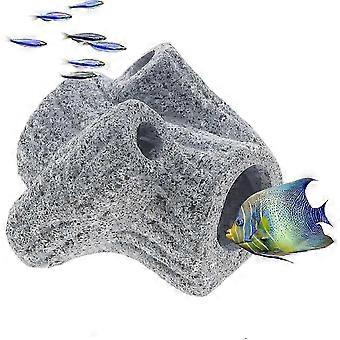 Saim Aquarium Decor Ceramic Cave Cichlid Shrimp Breeding Cave Fish Tank Cave Ornaments for Fish to RestHide and Play Grey New Arrival S06