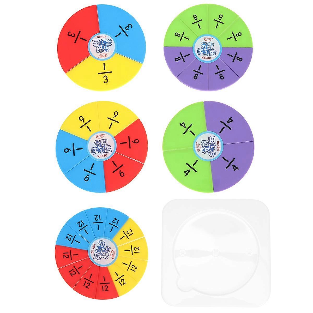 1 Set Creative Fraction Pie Puzzles Math Teaching Kit for Elementary School