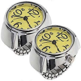 Couple Finger Ring Watch for Time Display 2Pcs Yellow Mini Watches