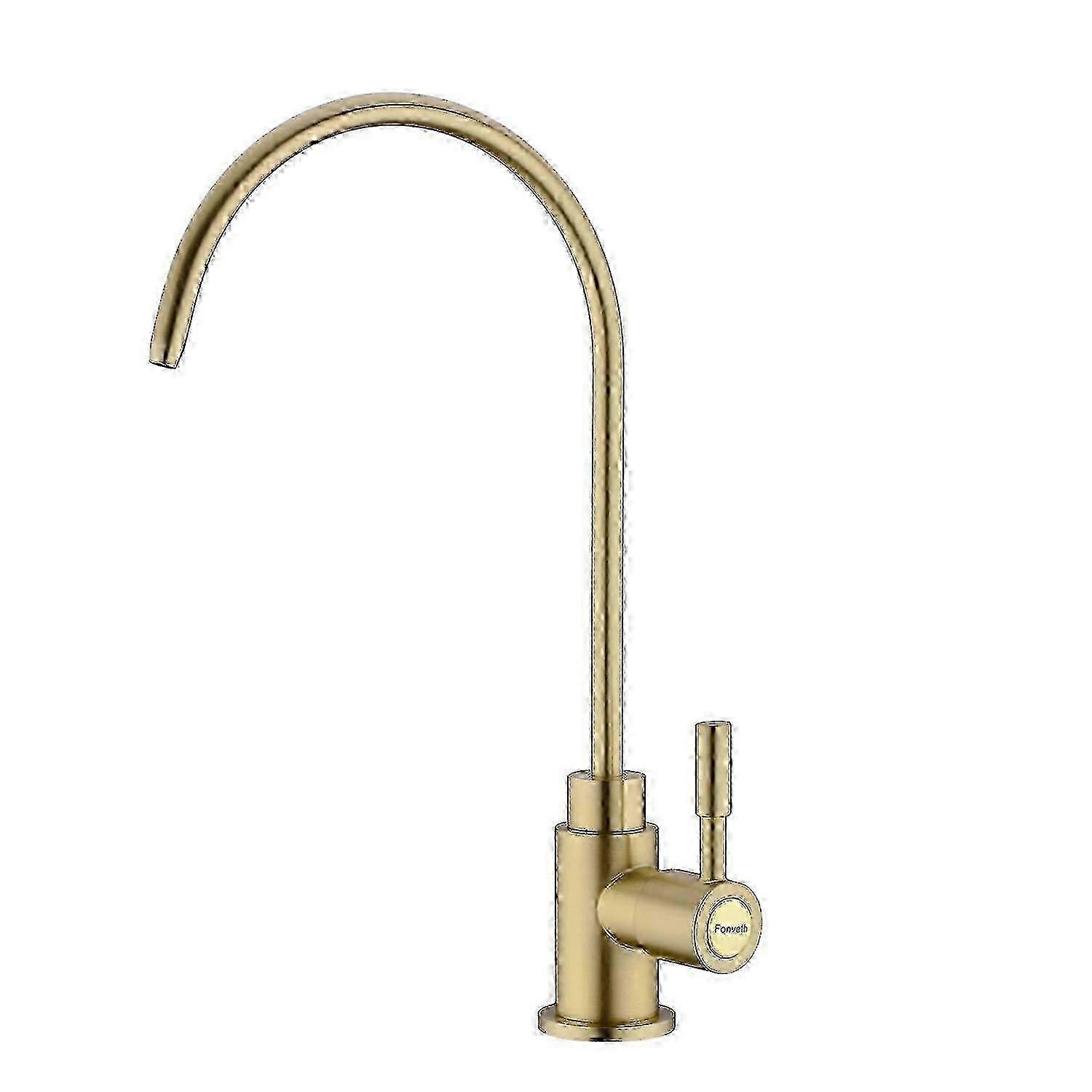 Brushed Gold Solid Brass Drinking Water Faucet Edition C