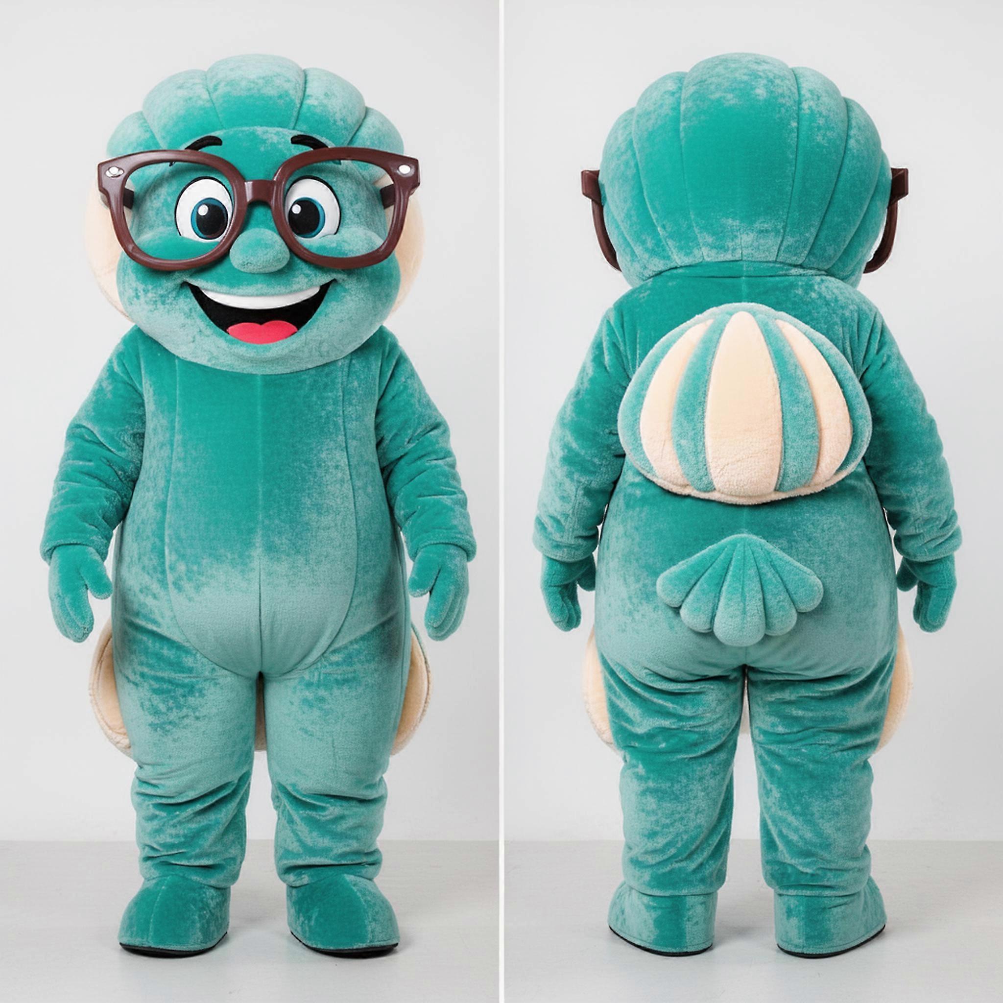 MASTICOT Teal Velvety Cartoon Clam Chowder Mascot