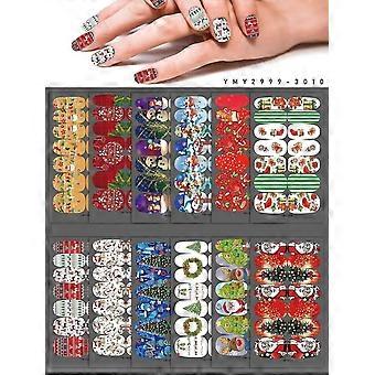 12 sets of Christmas nails, Christmas square oval false nails acrylic nails, Christmas false nail pa