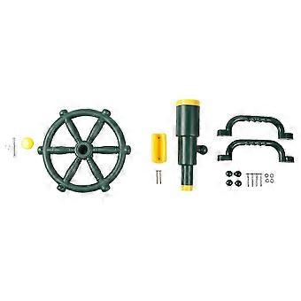Kids Outdoor Playset, Durable Plastic Pirate Telescope and Steering Wheel, Backyard Playground Equipment, Compatible with Playsets
