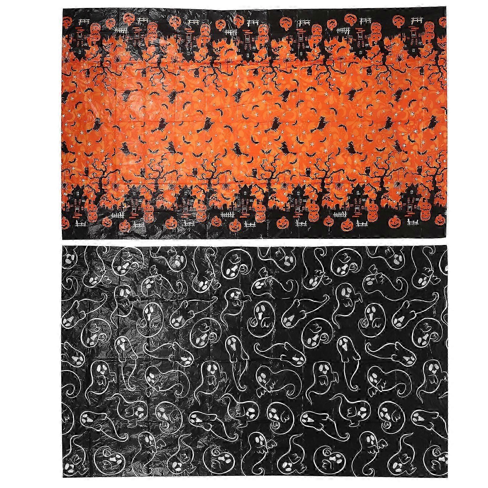 2Pcs Dining Table Tablecloths 2 Pack, Rectangular Stain Resistant for Halloween Home Party