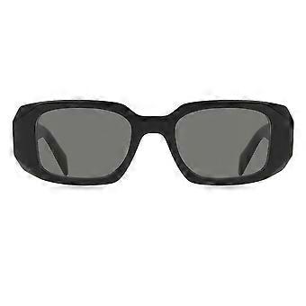 Prada PR 17WS Symbole 1AB5S0 Full Rim Shiny Black Women Rectangle Sunglasses UV3 Original