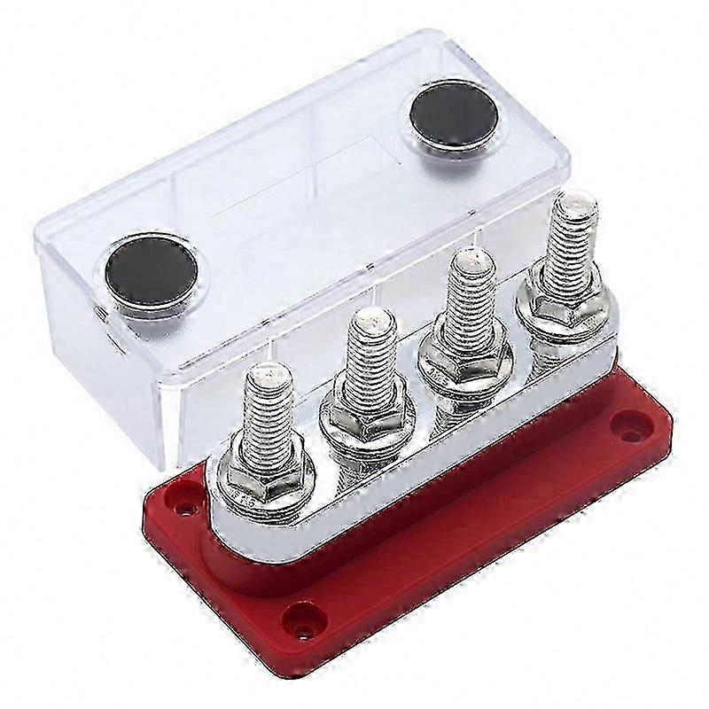 High Current Copper Busbar Terminal with 4 Studs M10 600A Red