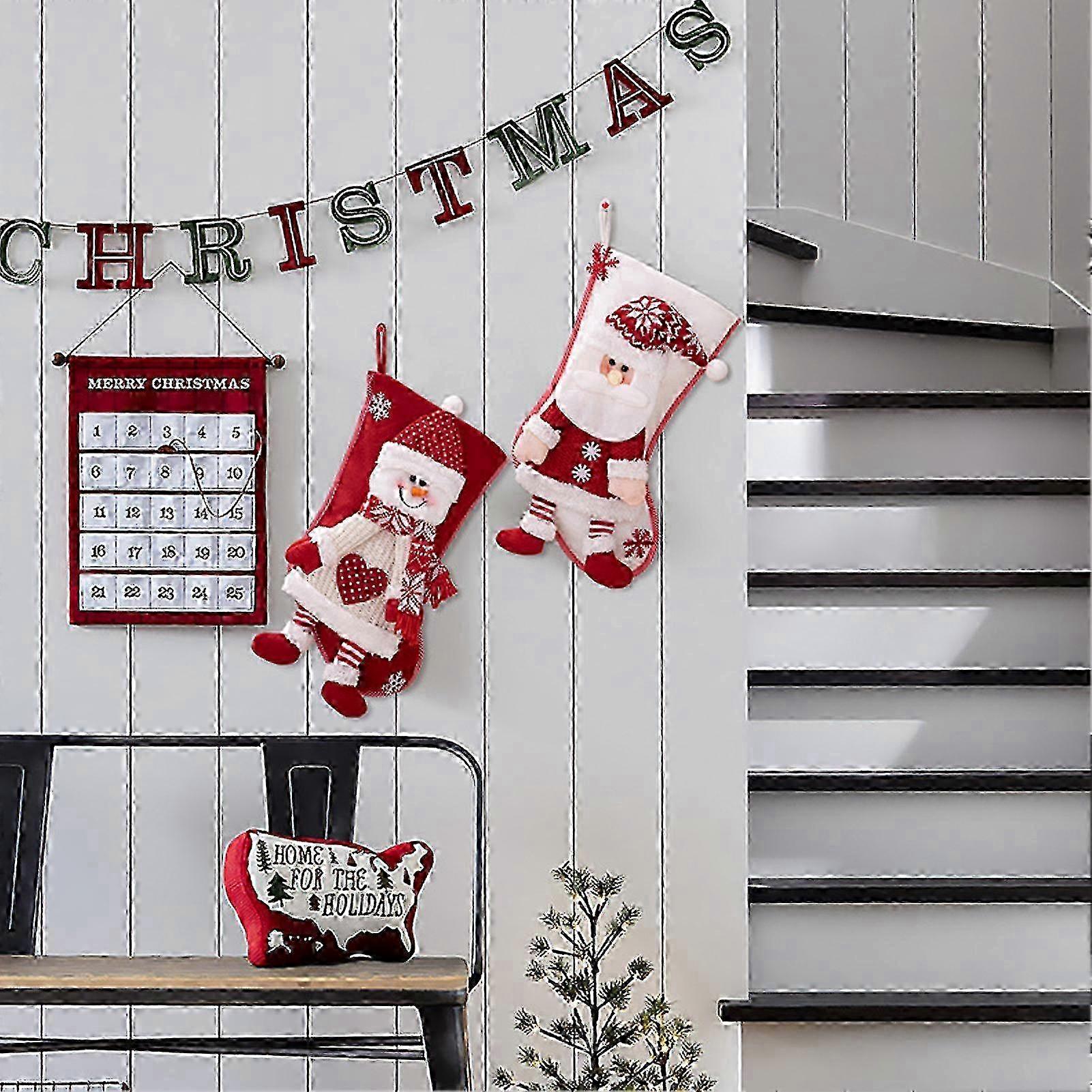 Santa Snowman Knitted Festive Stocking