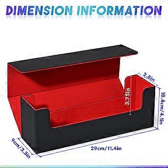 Trading Card Storage Box for 72 Magnetic Holders, PU Leather Protective Case Compatible with Yugioh MTG Sports Cards (Black and Red)