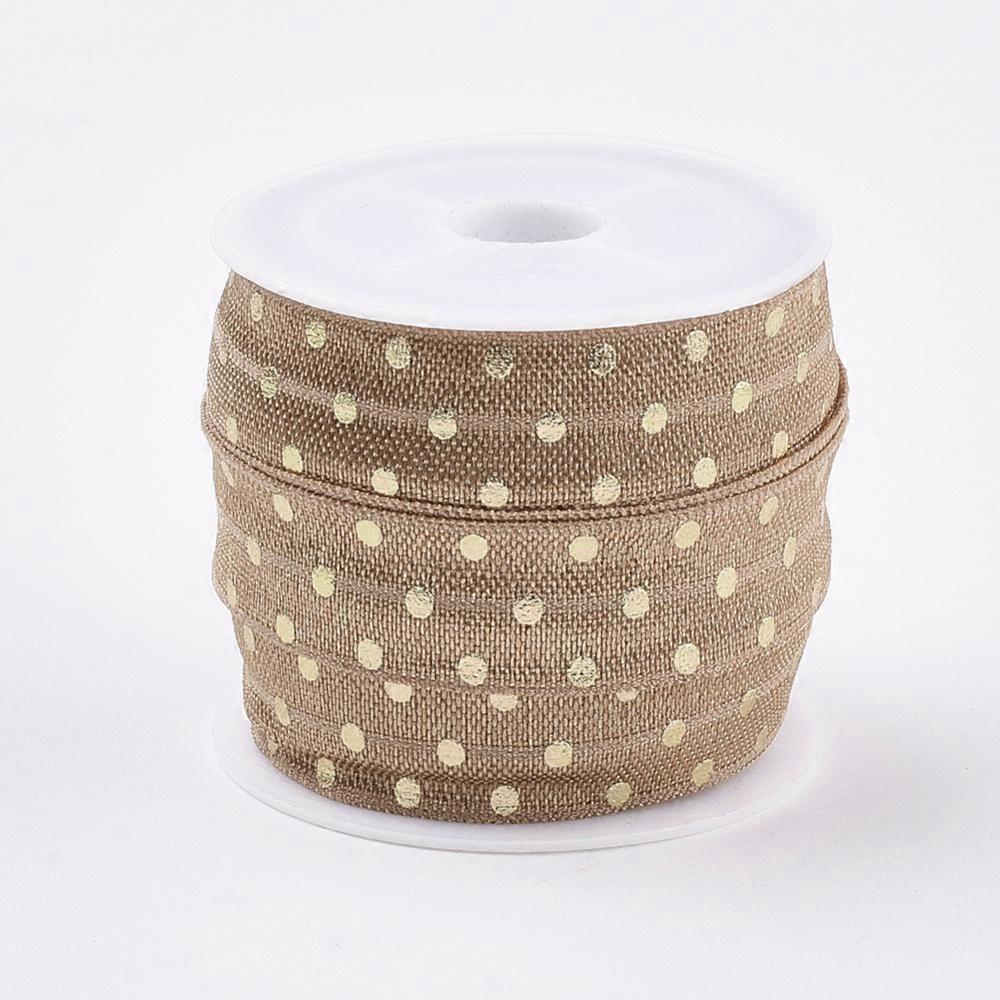 Flat Elastic Cord Polka Dot Pattern Peru 15~16x1mm 3.28 yards(3m)/roll