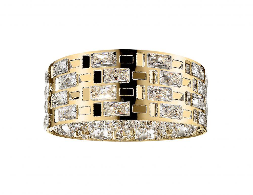 Impex Lola Crystal 5 Light Flush Ceiling Fitting Gold