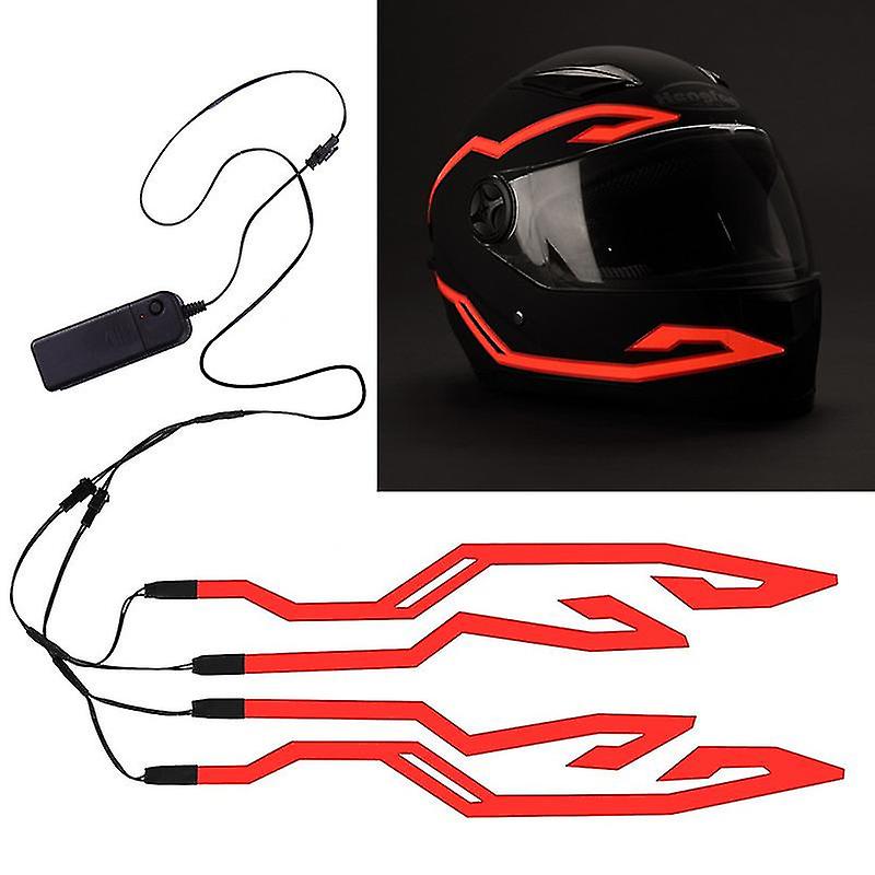 Motorcycle Bike Helmet Led Cold Light Strip El Sticker Waterproof 4 Flashing Warning Lights Night Riding Helmet Kit