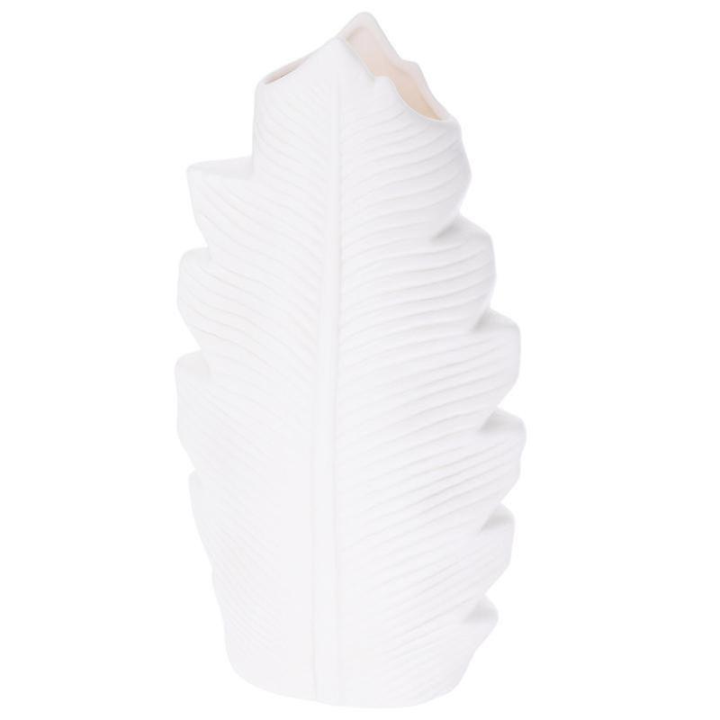 15X24.5cm White Vases 1pc Ceramic Vase Simple Porcelain Vase Creative Leaf Shaped Flower Pot