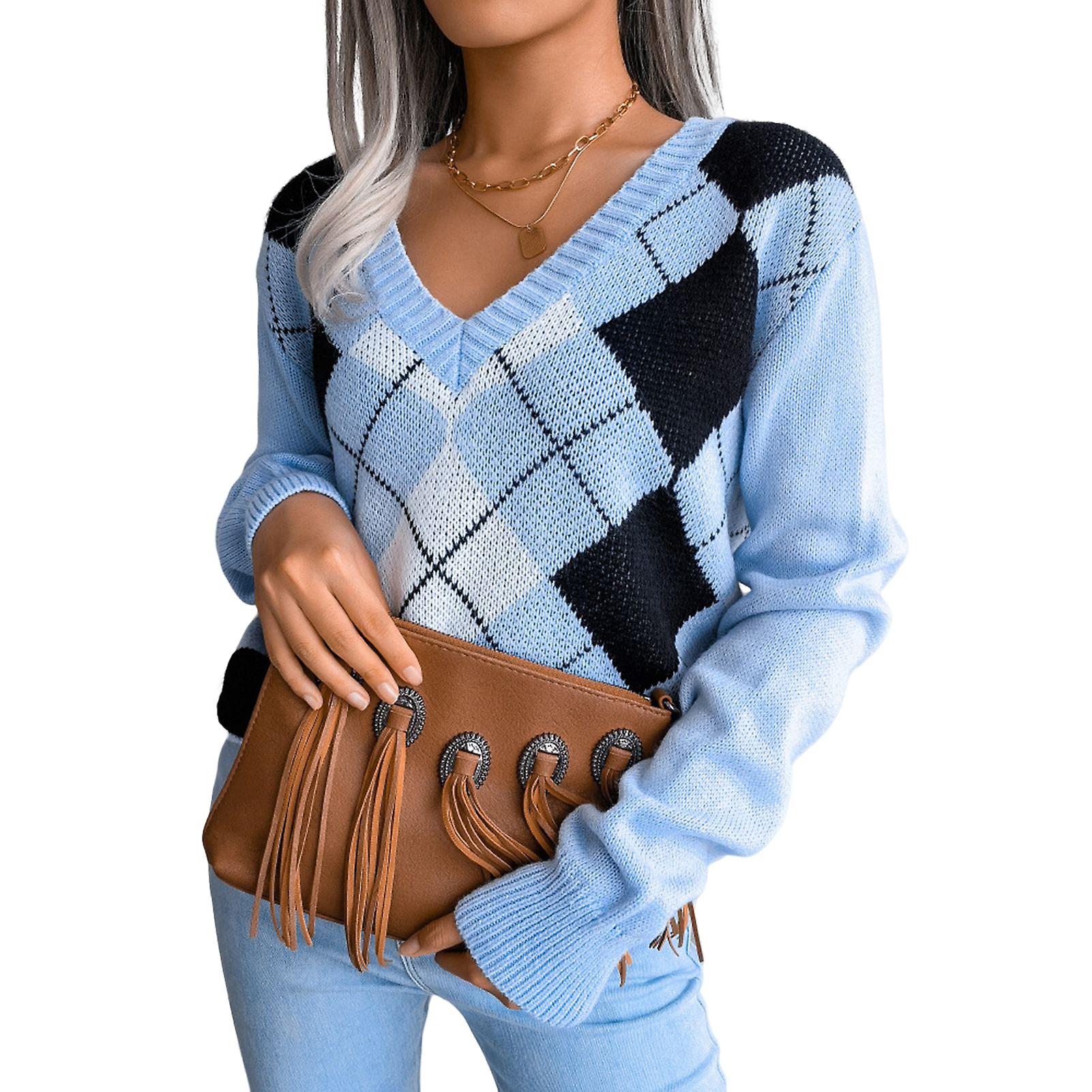 Women's Sweater For Casual Color Blocking Long Pullover