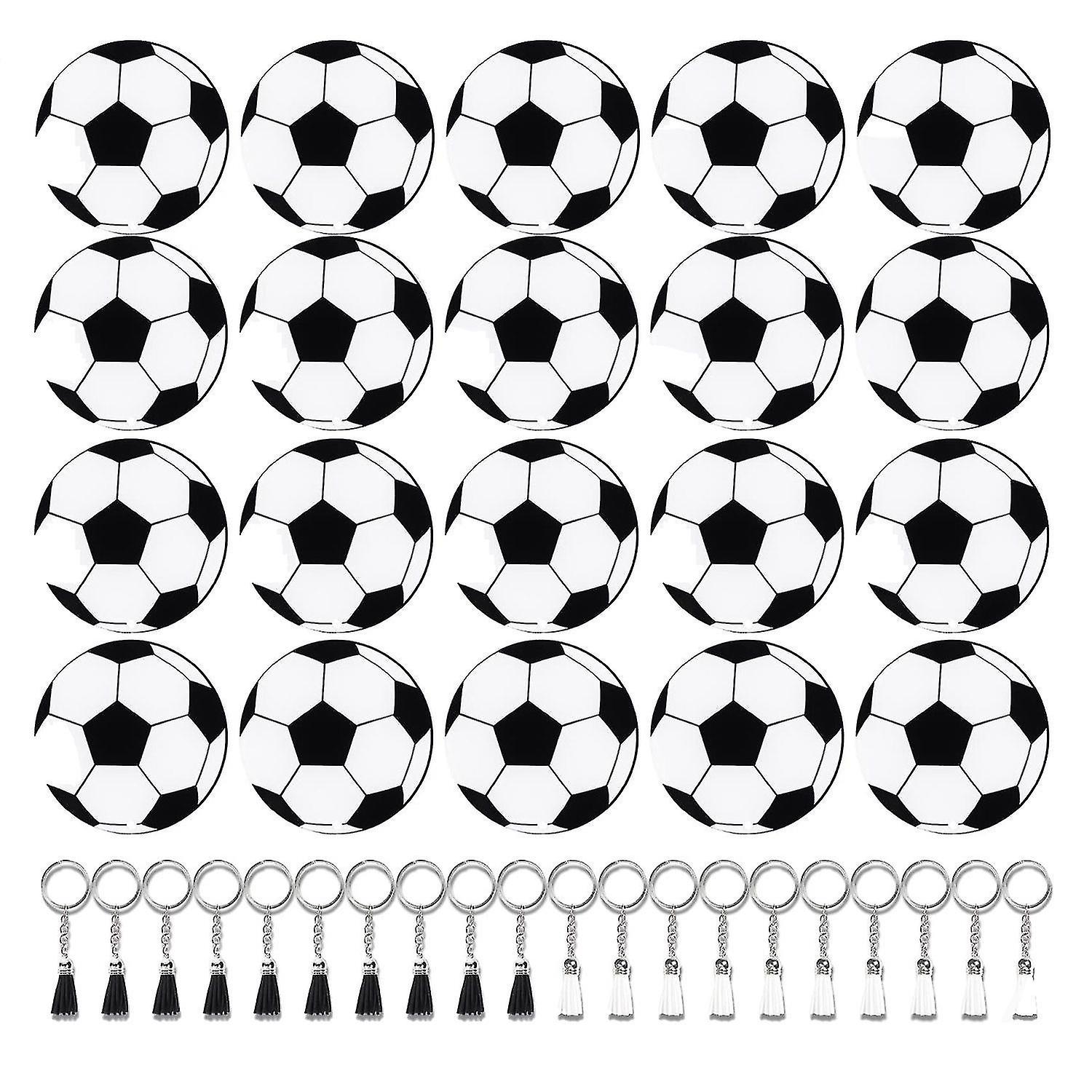 Soccer Acrylic Keychain Blanks Kit Include 20 Soccer Keychain With 20 Tassels Keychain Rings Set So