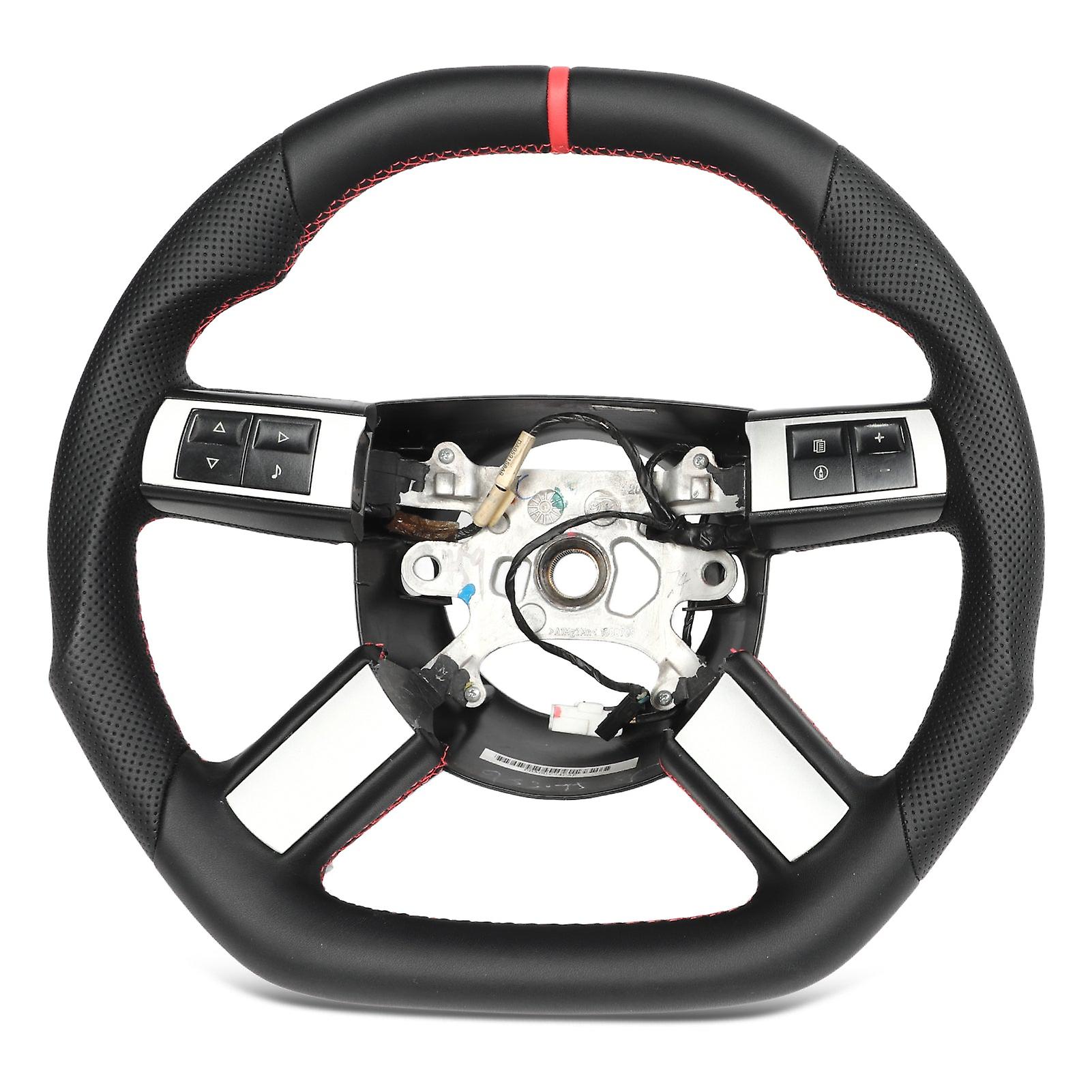 Perforated Leather Steering Wheel Luxurious Style Flat Bottom Steering Wheel Stylish Hand Finished Stitching For Modification