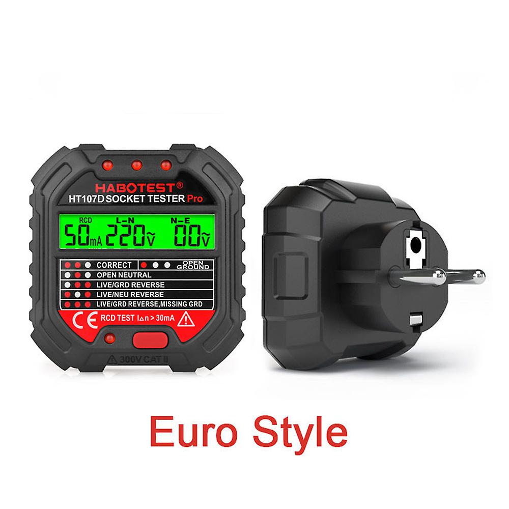 Ht107 Socket Tester Pro Voltage Test Rcd 90-250v 30ma Socket Detector Uk Eu Uk Plug Ground Zero Line Plug Polarity Phase Check